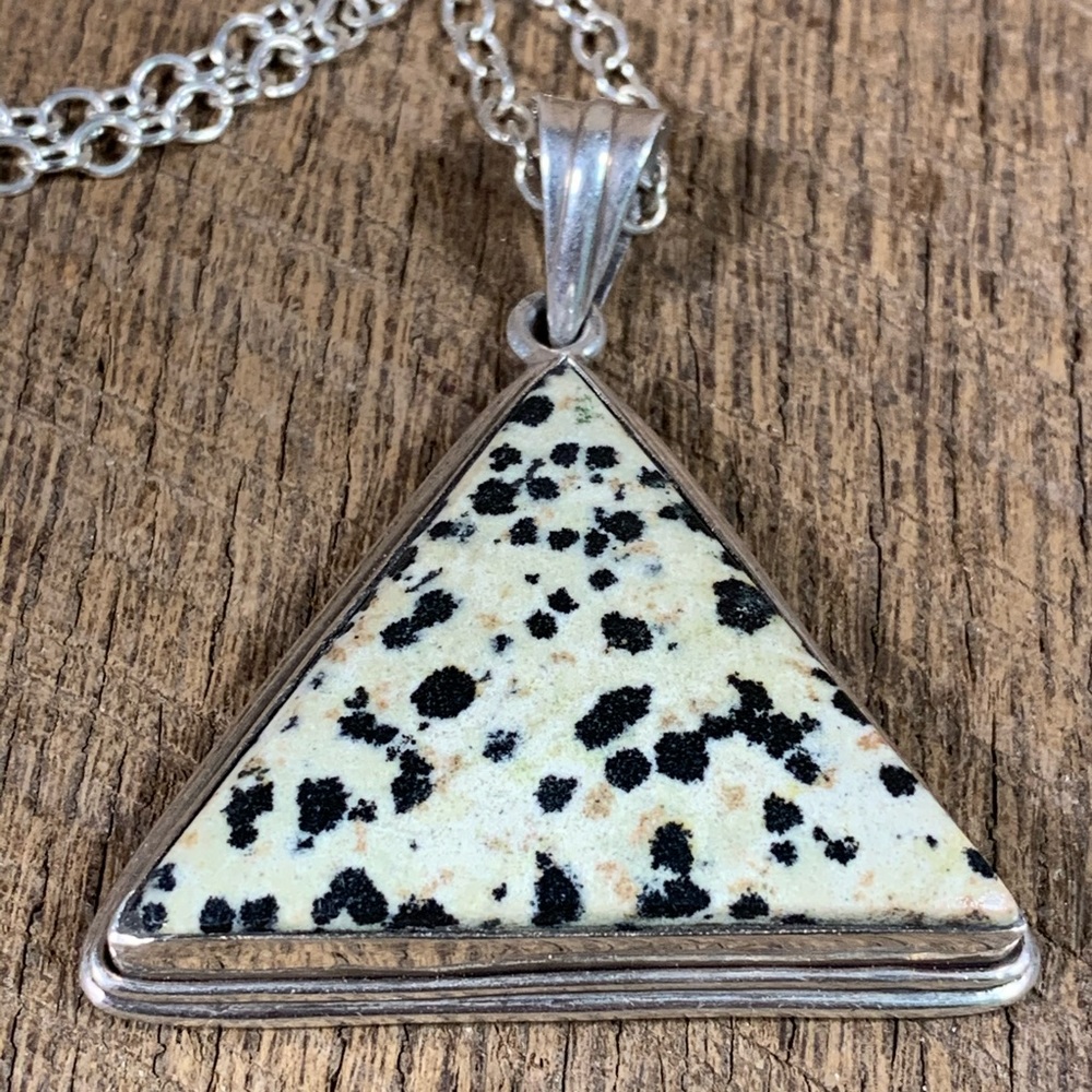925 Sterling Silver Dalmatian Jasper Necklace